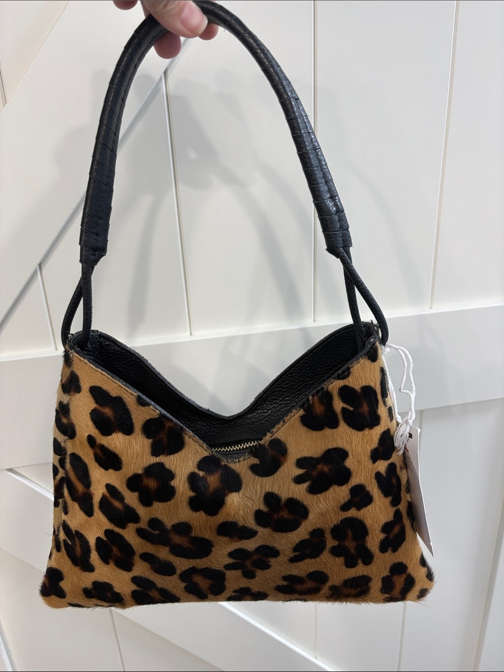 Cheval Made in Italy! Leopard Print Shoulder Bag in Tan and Black